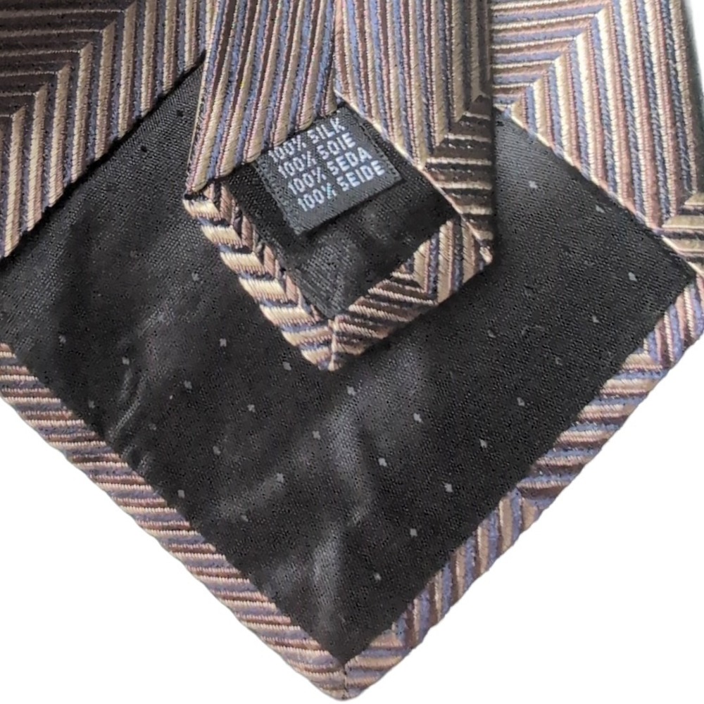 100% Silk Tie Bronze Blue NWT Prom Wedding Homecoming Pavone - Picture 2 of 3